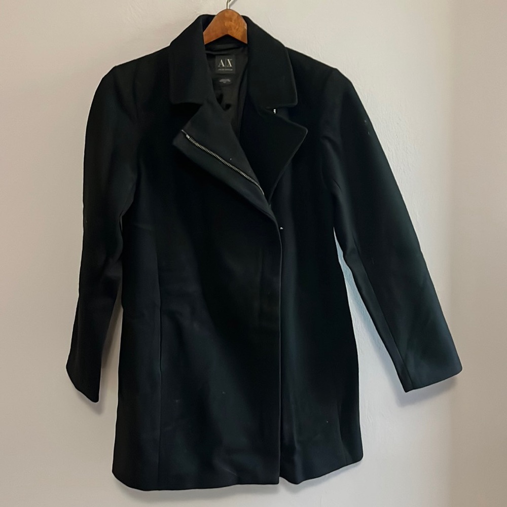 Black wool Armani Exchange dress coat
